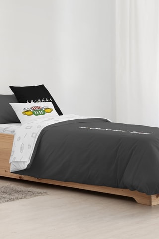 Housse de couette réversible en coton 69 fils/cm²  Friends - Anthracite