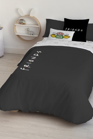 Housse de couette réversible en coton 69 fils/cm²  Friends - Anthracite