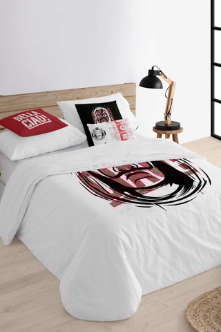 Housse de couette en coton 69 fils/cm²  Bella Ciao La casa de papel - Blanc