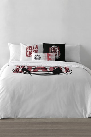 Housse de couette en coton 69 fils/cm²  Bella Ciao La casa de papel - Blanc