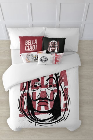 Housse de couette en coton 69 fils/cm²  Bella Ciao La casa de papel - Blanc