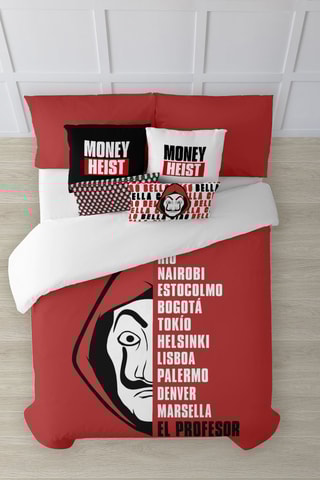 Housse de couette réversible en coton 69 fils/cm² Money Heist La casa de papel - Rouge