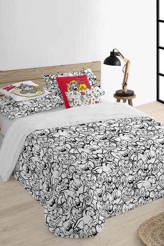 Housse de couette en coton 69 fils/cm² Tom et Jerry - Noir