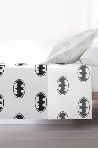 Parure de draps en coton 69 fils/cm² Batman Basic La Ligue des Justiciers DC Comics - Blanc