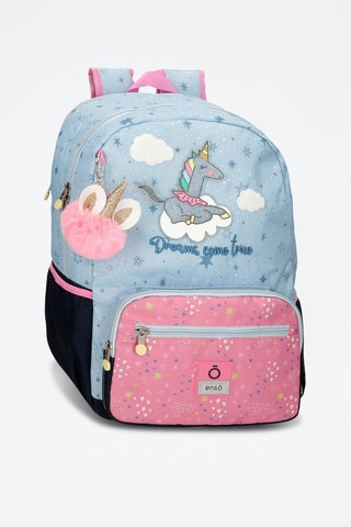 Mochila Dreams Come True Enso - Azul-celeste e rosa
