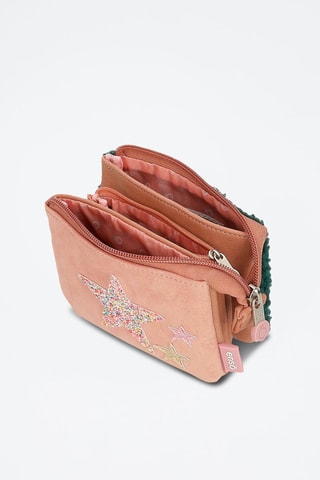 Estojo triplo - Rosa-escuro e verde-pinheiro