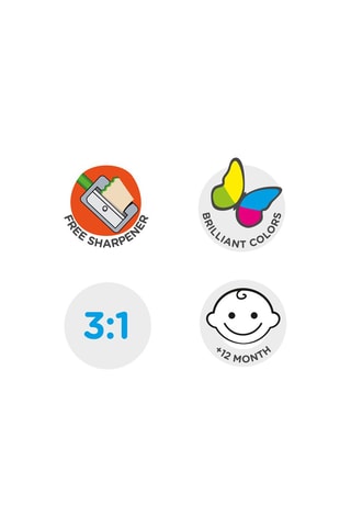 6 lápis Baby 3 em 1 - a partir dos 1 anos