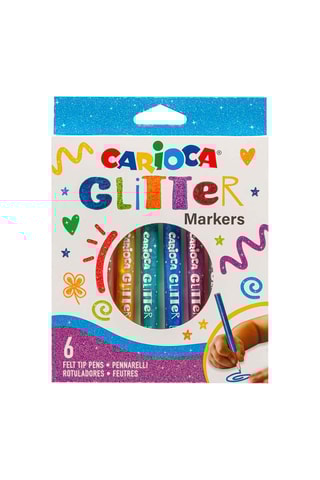 6 canetas de feltro com purpurinas Glitter - 6 cores