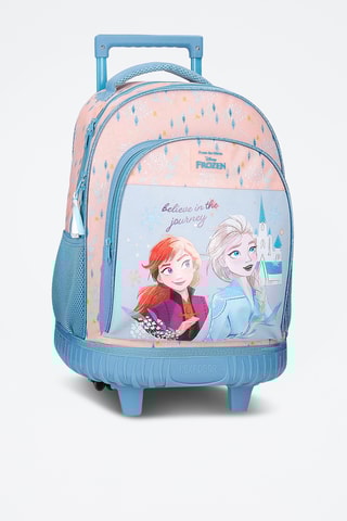 Mochila com rodas Anna e Elsa Frozen Disney - Azul-celeste e rosa-maquilhagem