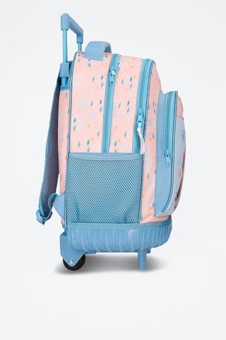 Mochila com rodas Anna e Elsa Frozen Disney - Azul-celeste e rosa-maquilhagem