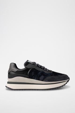 Leren Platform Sneakers - Grijs en Zwart