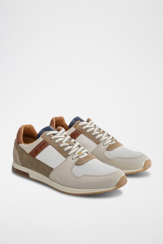 Leren Sneakers - Grijs en beige