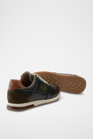 Leren Sneakers - Kaki en zwart