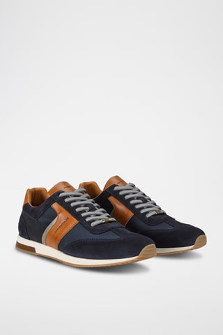 Leren Sneakers - Blauw en camel