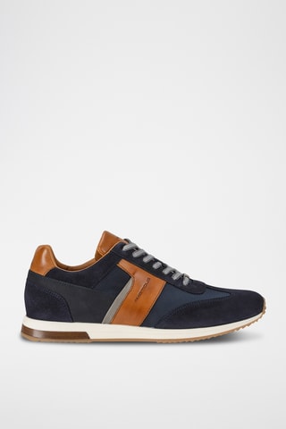 Leren Sneakers - Blauw en camel