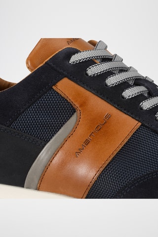 Leren Sneakers - Blauw en camel