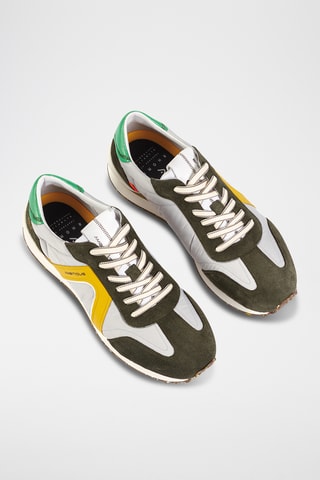 Leren Sneakers - Groen en grijs