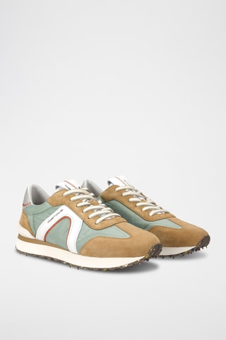Leren Sneakers - Groen en beige
