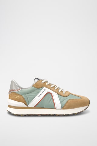 Leren Sneakers - Groen en beige