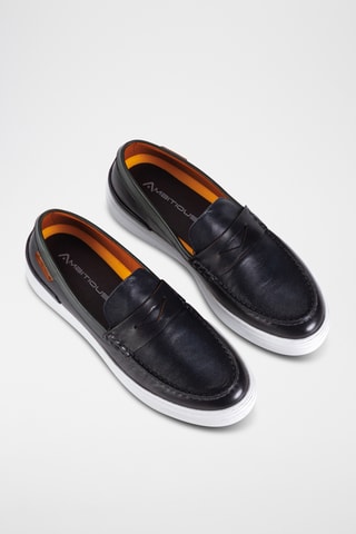 Mocassins plateformes en cuir - Bleu marine