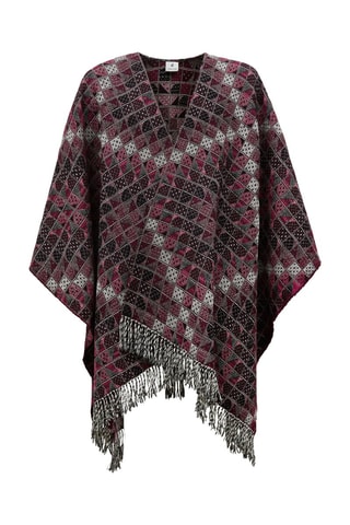 Wollen Poncho Cincinnati Bordeauxrood en Zwart