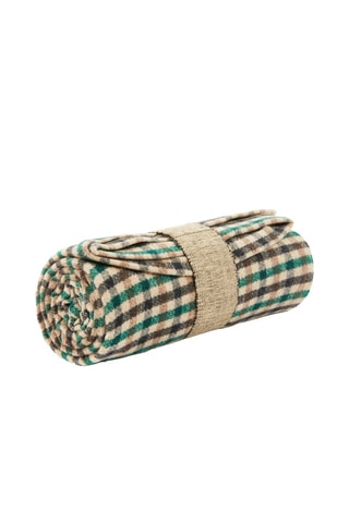 Plaid en laine Stelvio Trekking - Vert et marron - 130 x 160 cm