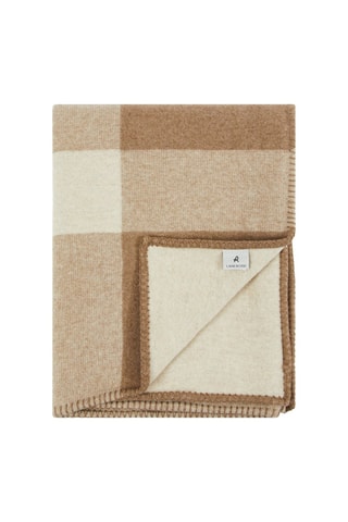 Plaid en laine vierge Elmo - Marron et beige - 130 x 170 cm