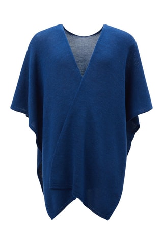 Merinowollen Poncho Asia - Blauw