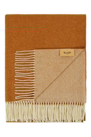 Wollen Plaid Ef Cashwool DF - Wit en Camel - 130 x 180 cm