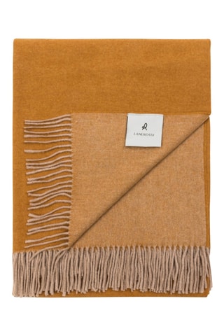 Merinowollen Dubbelzijdige Plaid Ulisse - Mosterdgeel - 130 x 180 cm