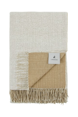 Linnen en Wollen Plaid Oasi - Ecru - 130 x 200 cm