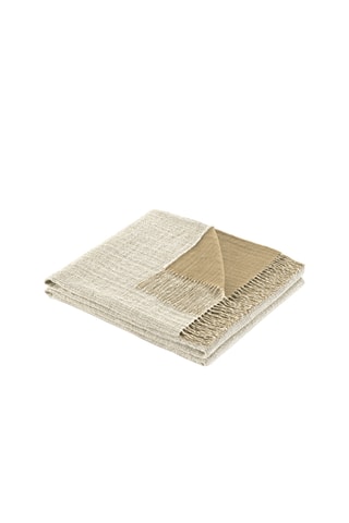 Linnen en Wollen Plaid Oasi - Ecru - 130 x 200 cm