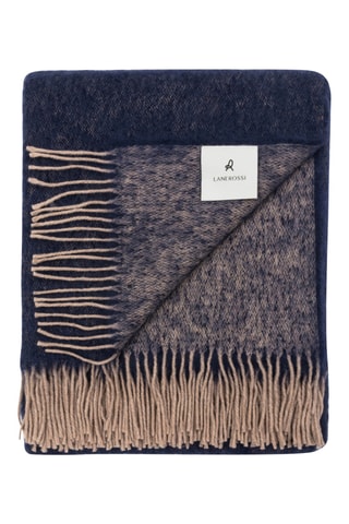 Wollen en Mohair Deken Rossi Story - Marineblauw - 220 x 250 cm