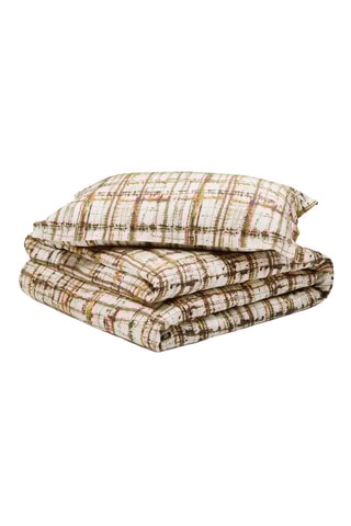 Parure de couette en satin de coton 45 fils/cm² Marais - Marron clair et blanc