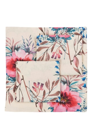 Parure de draps en lin 71 fils/cm² Gaia - Beige et rose