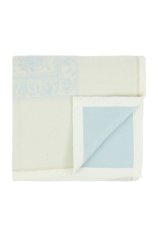 Couverture en laine Provenzale2 - Blanc et ciel - 210 x 250 cm