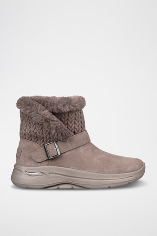 Bottines fourrées en nubuck - Taupe