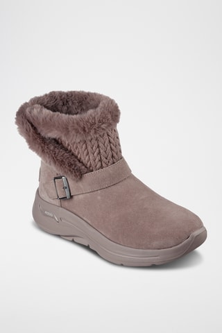 Bottines fourrées en nubuck - Taupe