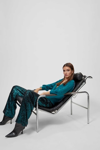 Pantalon taille haute - Bleu