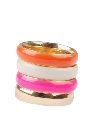 4 bagues - Fuchsia et orange