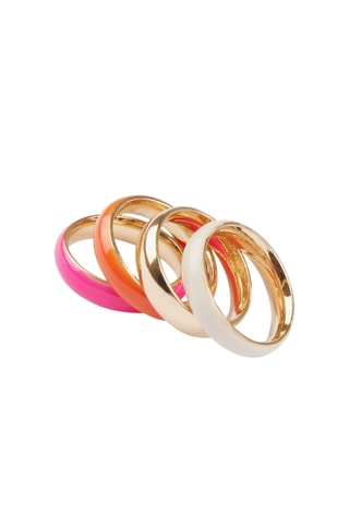 4 bagues - Fuchsia et orange