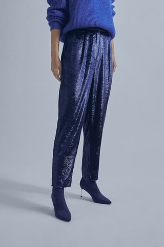 Pantalon taille haute - Bleu foncé