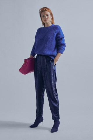 Pantalon taille haute - Bleu foncé