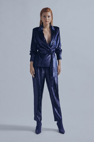 Pantalon taille haute - Bleu foncé