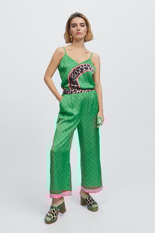 Pantalon wide legs - Vert