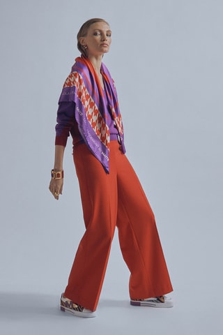 Pantalon palazzo taille haute - Rouge