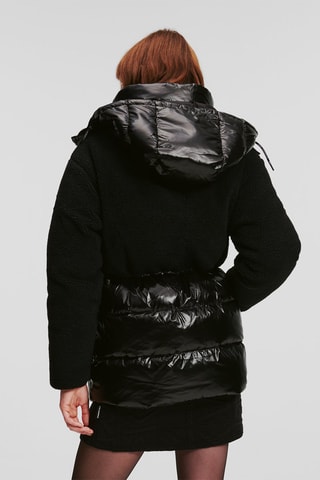 Doudoune bi-matière à capuche - Noir