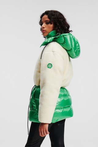 Doudoune bi-matière à capuche - Vert