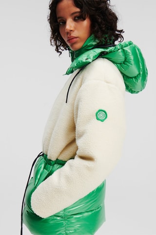 Doudoune bi-matière à capuche - Vert