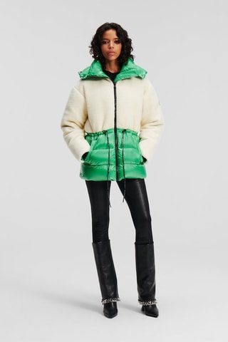 Doudoune bi-matière à capuche - Vert